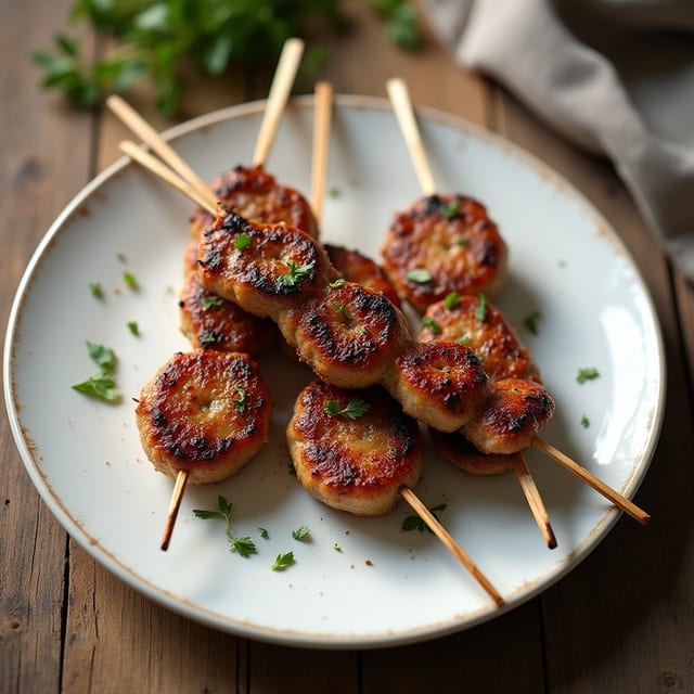 A-5 Grilled Pork Patty Skewers (4 Pieces).