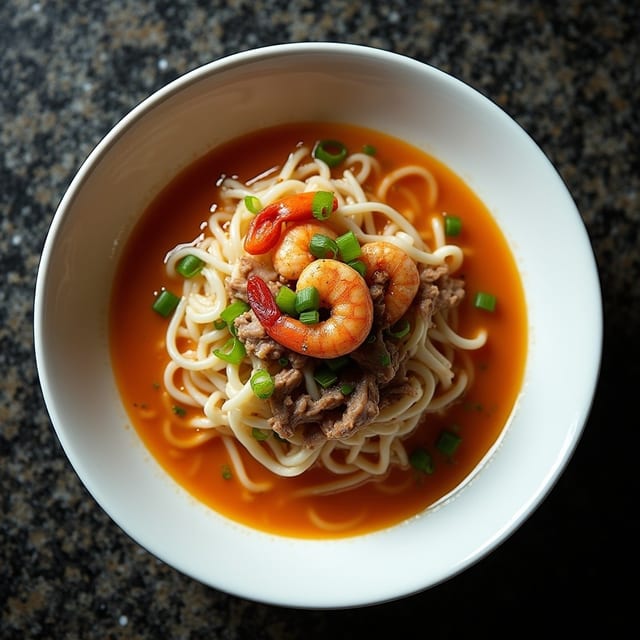 H2- Thick Rice Noodle Soup with Shrimp & Pork.