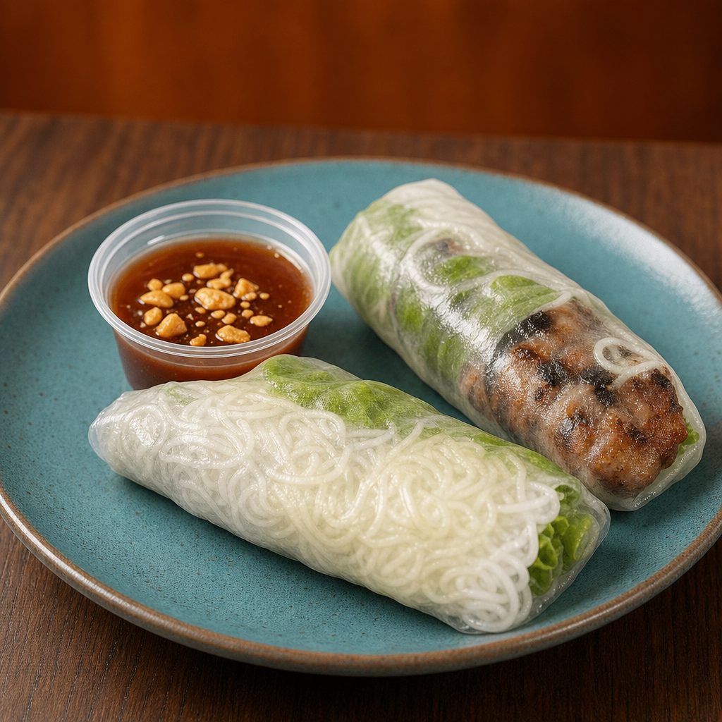 A3-Spring Rolls with Grilled Pork Patty (2 Pieces).