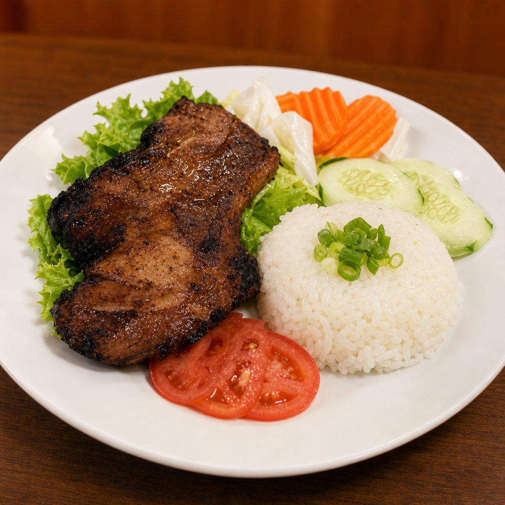 C1- Broken Rice with Grilled Porkchops.