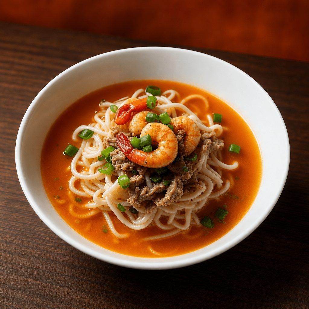 H2- Thick Rice Noodle Soup with Shrimp & Pork.
