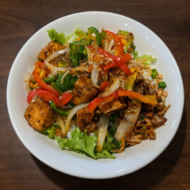 B18- Vermicelli with Stir-Fry Lemongrass Tofu.